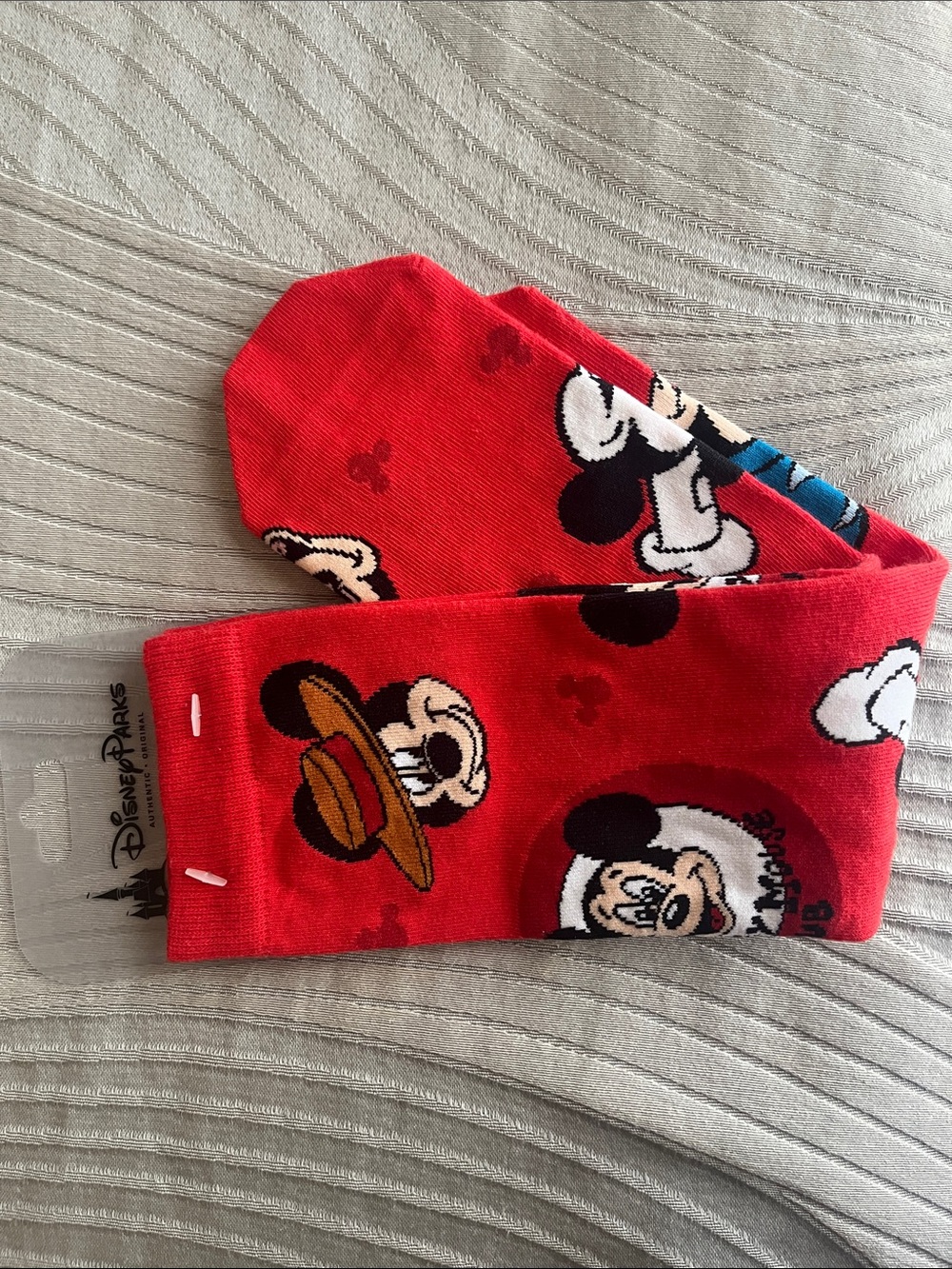 Disney Red Mickey Mouse Crew Socks with Character Faces